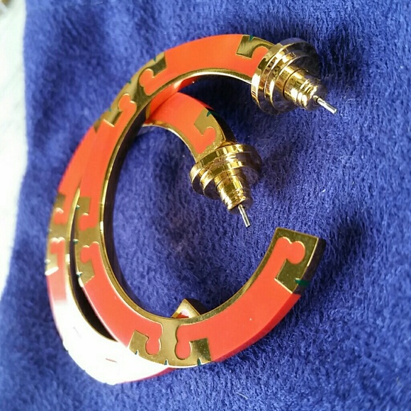 Tory Burch T-Stripe Hoop Earrings - Picture 6 of 7